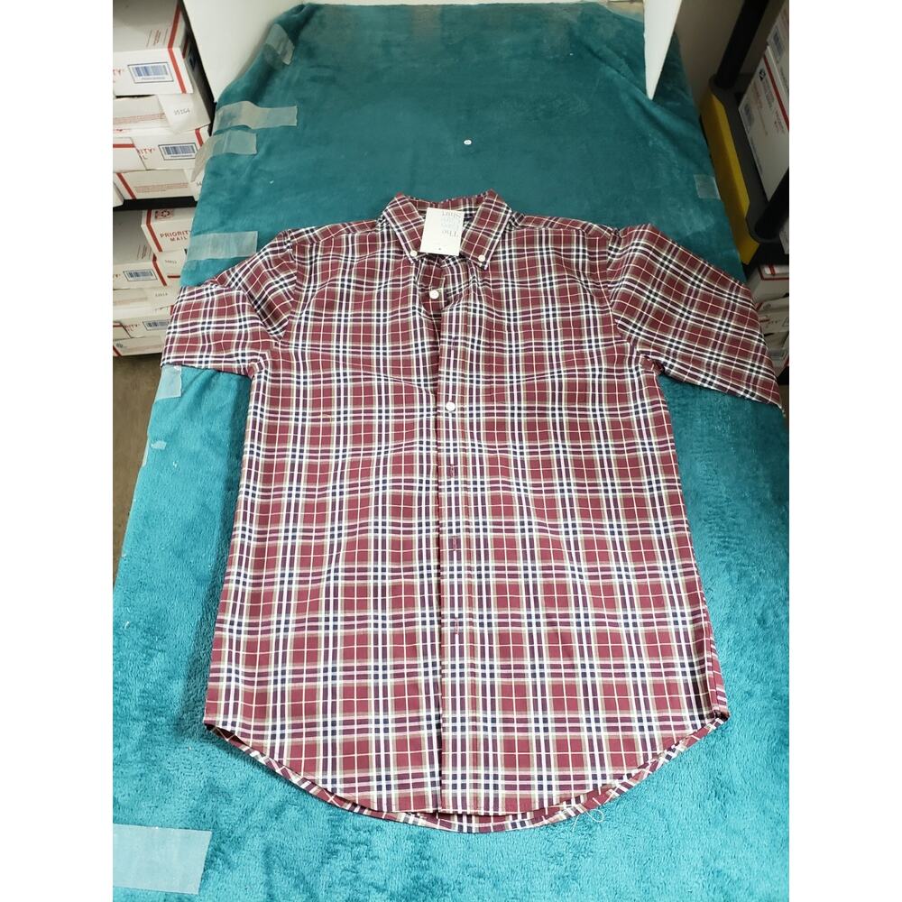 Croft & Barrow Shirt Size Small Mens Red Plaid Button Up Work Easy Care NWT